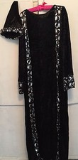 ADULT MEDIEVAL RENAISANCE BLACK  SILVER PANNE 2 PC WIZARD MAGICIAN COSTUME-NEW