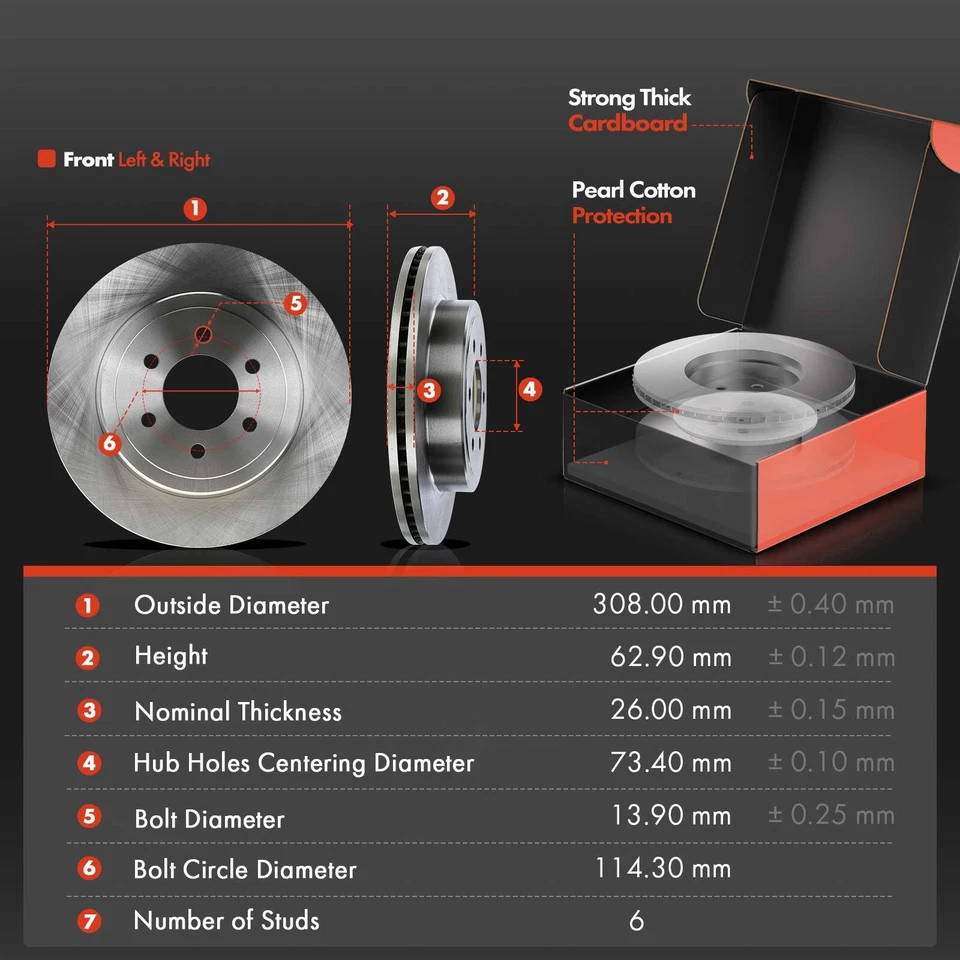 Передний дисковый тормоз ротор и тормозные колодки + тормозной суппорт для Dodge Dakota 2003-2004 - Изображение 2 из 4