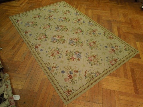 6x9' Beige Double Knot Needlepoint Flat Weave Rug 20712 - Picture 3 of 6