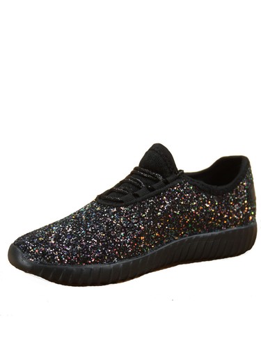 Women's Fahsion Sparkling Glitter Lace Up Light Weight Sneaker Shoes Size 5 - 11 - Picture 49 of 95