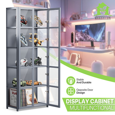 Acrylic Display Case 64'' 2 Doors Multifunctional Collectibles Showcase??5 Tiers