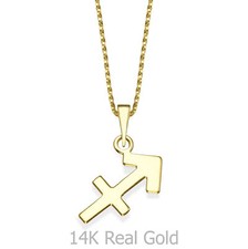 14K Yellow Gold Sagittarius Pendant  Necklace for girls
