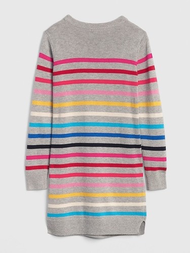 Gap Kids Gray Crazy Stripe Sweater Dress XS 4 5 / Small 6 7 $58 NWT - Picture 3 of 4