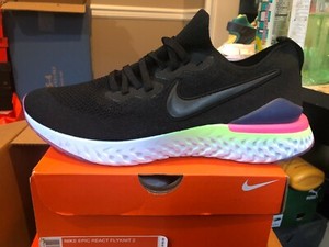 nike epic react flyknit 2 black black