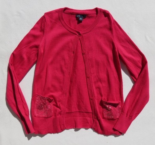 GAP KIDS NEXT Pink Corduroy Pants + Cardigan+ Navy Tee Shirt Lot Girl’s size 14 - Picture 6 of 8