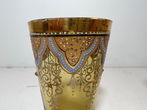 Vintage Possibly Antique Manner of Moser Pair of Glasses with Gilt Enamel Dec. - Picture 5 of 12