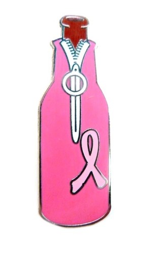 Breast Cancer Awareness Lapel Pin Beer Bottle Koozie Huggie Pink Ribbon New - Picture 4 of 7