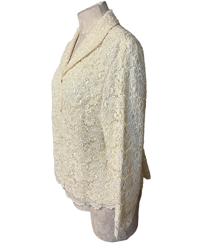 Talbots Suit Jacket Blazer Lace 12 Cream Wedding Church Party Cruise - Picture 4 of 10