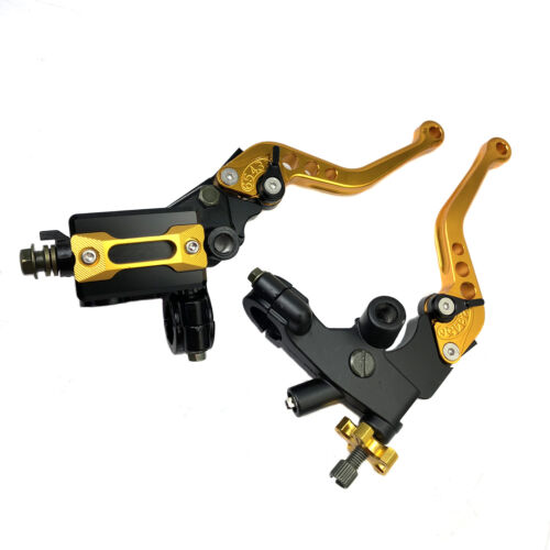 Universal 7/8" CNC Motorcycle Handlebar Brake Master Cylinder & Clutch Lever Set - Foto 18 di 20
