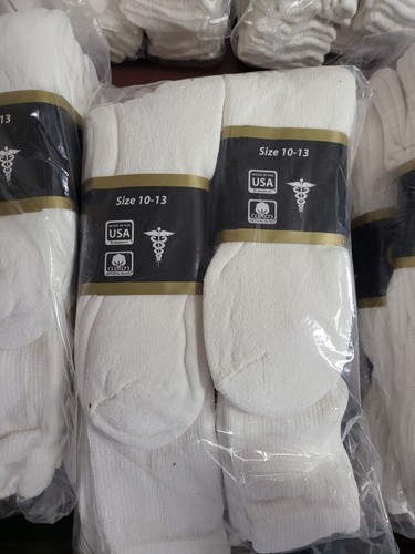 12 Pair Diabetic Socks White Non-Binding Top Knee Length Mens size 10-13 US Made - Picture 3 of 5
