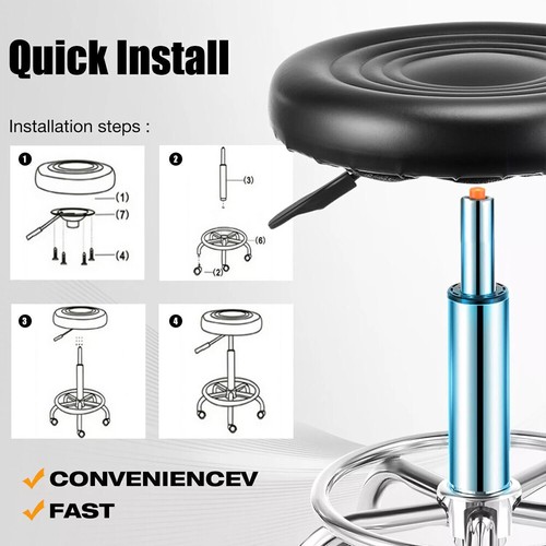 1/2/4x Adjustable Breakfast Bar Stools Swivel Gas Lift Chair Kitchen Cafe Pub UK - Picture 33 of 36