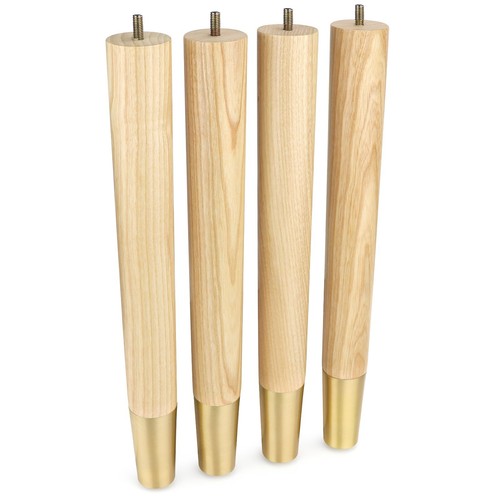 Ash Wood Gold Furniture Legs 4, 6, 8, 10, 12, 16 inch Feet Replacement Set of 4 - Picture 28 of 30