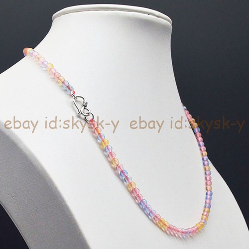 Wholesale 4mm Faceted Assorted Round Gems Beads Necklace 18" Sterling Silver - Picture 12 of 71