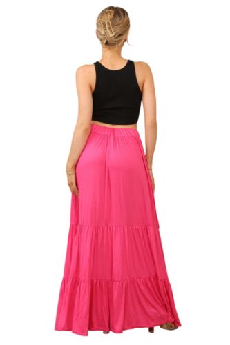 WOMENS HIGH WAIST BOHO LADIES MAXI SKIRT LADIES CASUAL FRILL RUFFLE - Picture 10 of 10