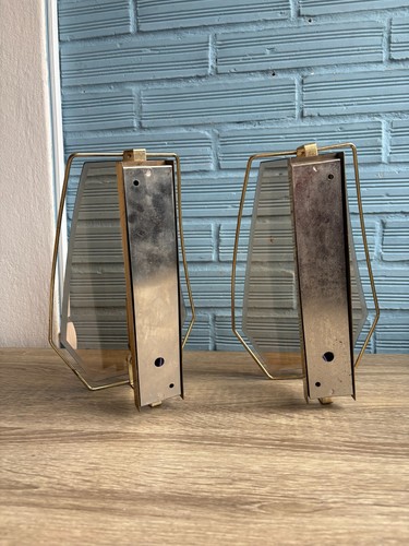 Vintage Pair Sconce Space Age Lamp Design Mid Century Wall Light Opaline Glass - Picture 7 of 16