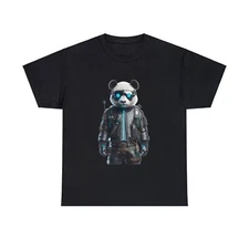 Unisex Adult Graphic T Shirt: Futuristic Cyberpunk Panda Tee Animal Tee Cool