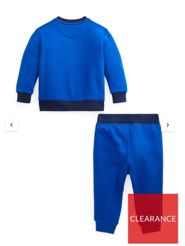 Ralph Lauren Baby Boys Polo Jog Set - Blue Joggers Sweater Tracksuit 9 Months - Picture 2 of 10