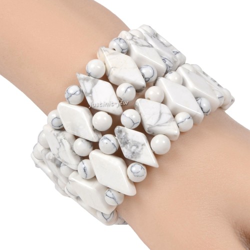 10mm bis 25mm Mode Edelstein Verschiedene Formen Perlen Dehnbar Armband 6"-7,5" - Bild 102 von 127