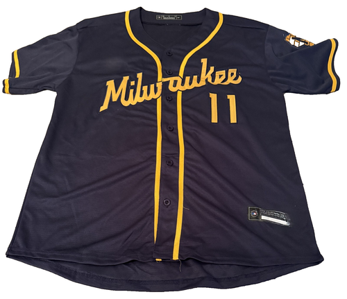 Camiseta deportiva autografiada firmada por Jackson Chourio Milwaukee Brewers JSA XL - Imagen 3 de 4
