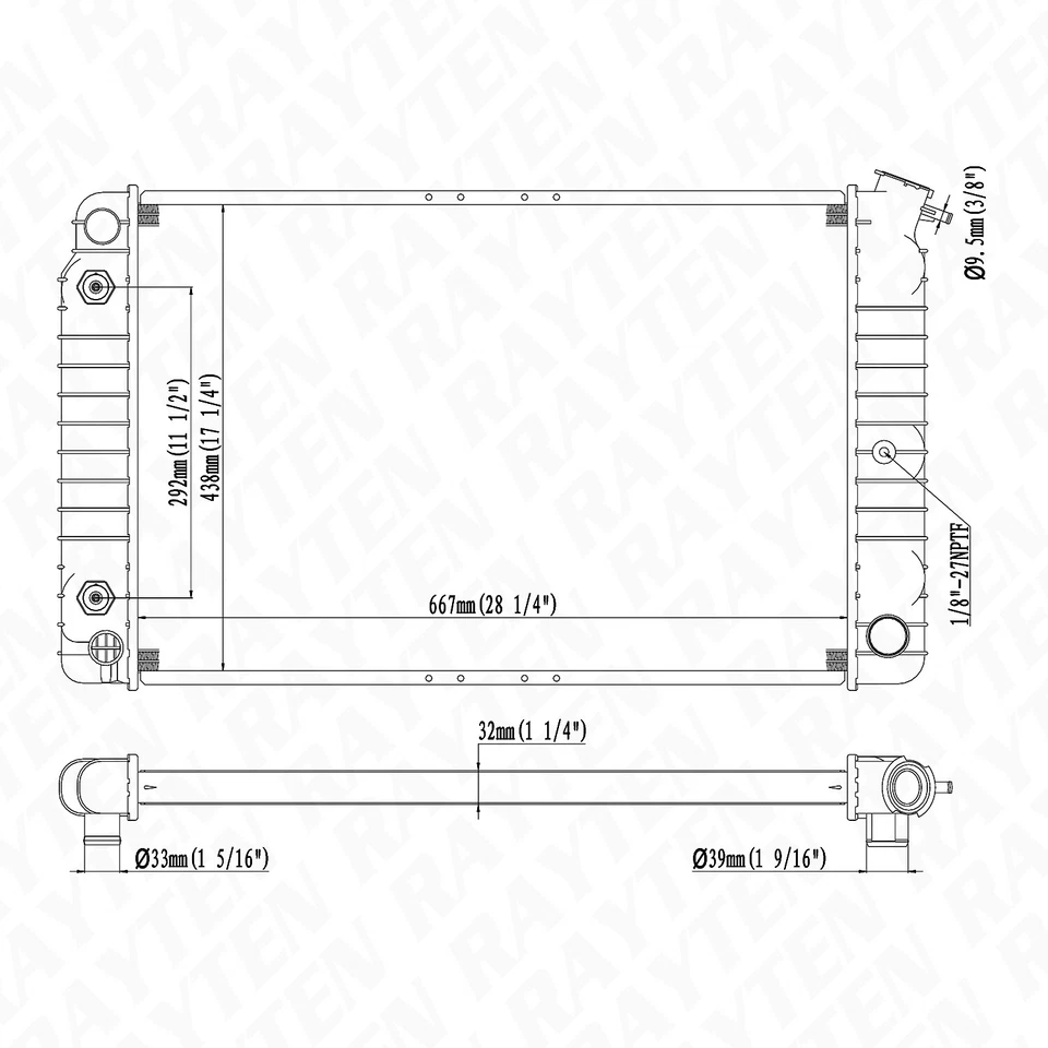 953 Radiator Fit for Pontiac 6000 82-91 Chevy Celebrity 82-90 Buick Century 2.5 - Image 4 of 4