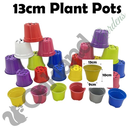 Multi Coloured Plastic Plant Pots Nursery Pot Multicoloured 9cm 10.5cm 13cm 14cm - Picture 22 of 36