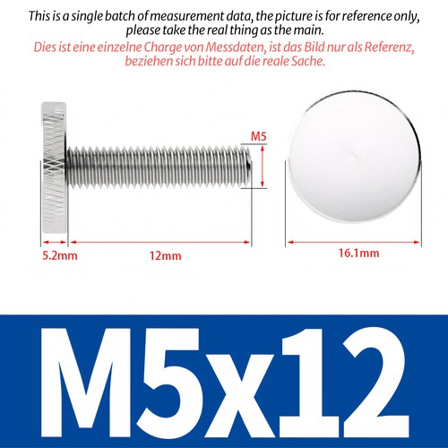 Knurled Thumb Screw Flat Head Hand Grip Knob Bolts Zinc Plated / Stainless Steel - Picture 27 of 119