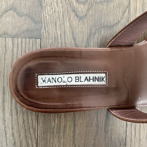 Manolo Blahnik Susa Leder Zehenstegsandale im Gepäck braun hellbraun Größe 37 / 6 - Bild 4 von 9