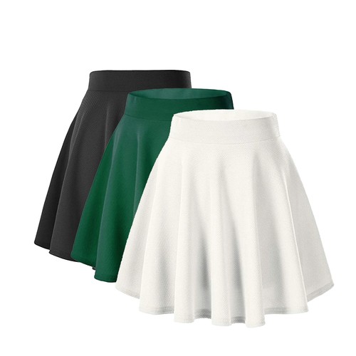 Skirt Women High Waist A-line Skater for Solid Color Mini Streetwear Fashion - Picture 2 of 8