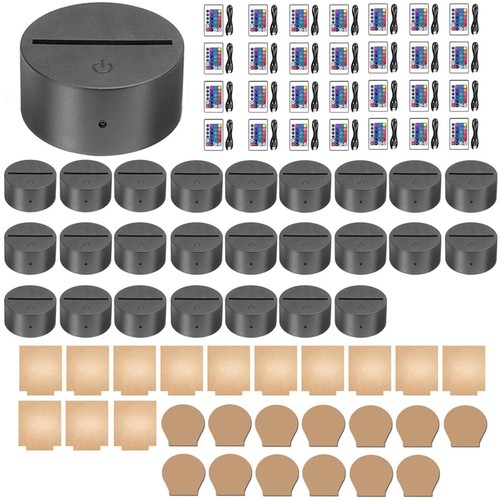 26-Set 3D Night LED Light Lamp Base with Square Round Acrylic Sheet, Includes...