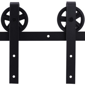 6-6FT-Sliding-Barn-Door-Hardware-Kits-Wheel-Shape-Antique-Country-Track-Roller