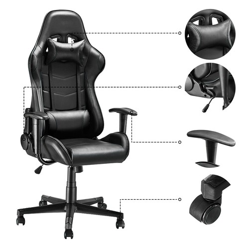 Luxury Executive Race Gaming Office Chair Gas Lift Swivel PC Computer Desk Chair - Picture 125 of 195