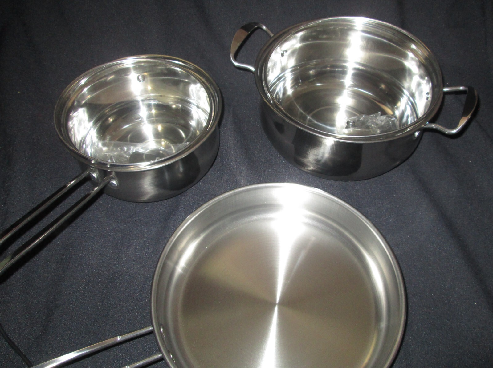 Chef's Counter Cookware Stainless Steel 5 Piece Saucepans and Skillet ...