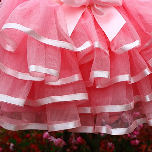 Baby Girls Ruffled Gauze Skirts Tutu Layers Bow Dresses Children Dance Skirt - Picture 18 of 25