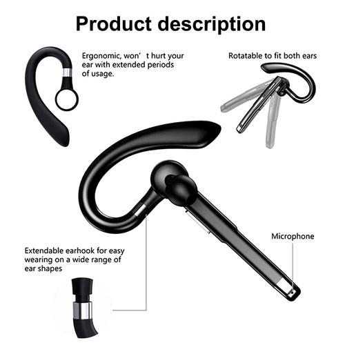 2024 Trucker Wireless Mic Ear Hook Bluetooth Noise Cancelling Headset Earpiece - Photo 17 sur 26