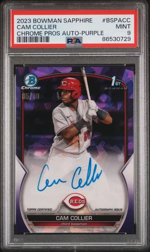 2023 Bowman Chrome Sapphire Edition -  Cam Collier Purple Auto 5/10 PSA BSPACC