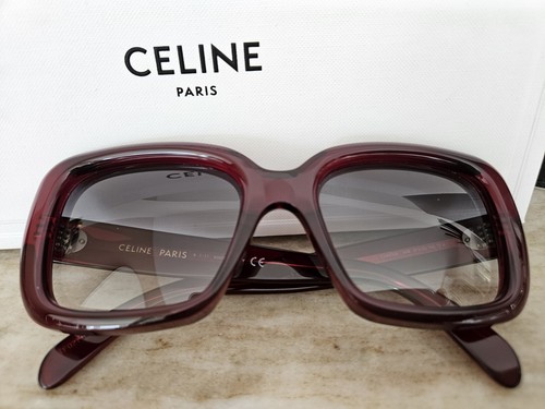 CELINE CL401621 BURGUNDY 60s 70S STYLE OVERSIZED SUNGLASSES - Picture 6 of 11