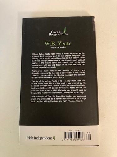 W.B. Yeats by Augustine Martin (2006, HC) 1st Irish Independent Printing VG - Picture 2 of 4