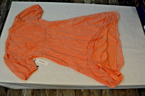 Calvin Klein Peach with Copper Thread Accents BoHo Dress Size 12 CD2E3P1L - Picture 7 of 9