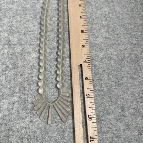 Vintage Frosted Glass Beaded Necklace Fashion Jewelry Clear Statement - Picture 13 of 13