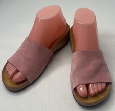 Marina Luna Comfort Pink Italian Suede Women  s Slides Sandals Size 7