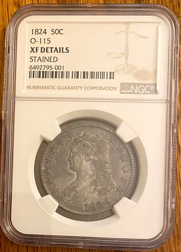 1824 50C Capped Bust Silver Half Dollar NGC XF Coin, O-115