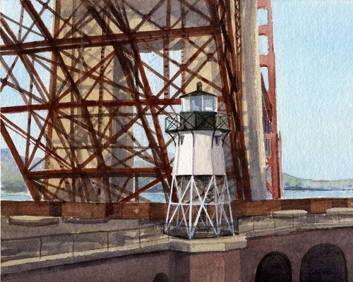 Fort Point Lighthouse Golden Gate San Francisco California Matted Art Prints - Picture 2 of 2