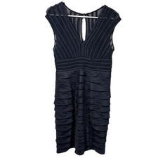 Adrianna Papell Tiered Cocktail Dress Women Sz 8 Navy Mother Of Bride Wedding