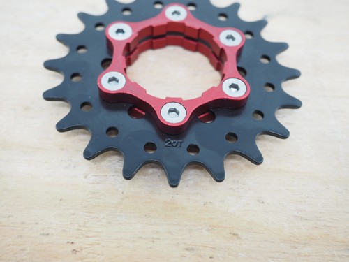 New! Origin8 Ultim8 20T Single Speed Cassette Cog with 6-Bolt Disc Mount Blk/Red - Picture 3 of 6