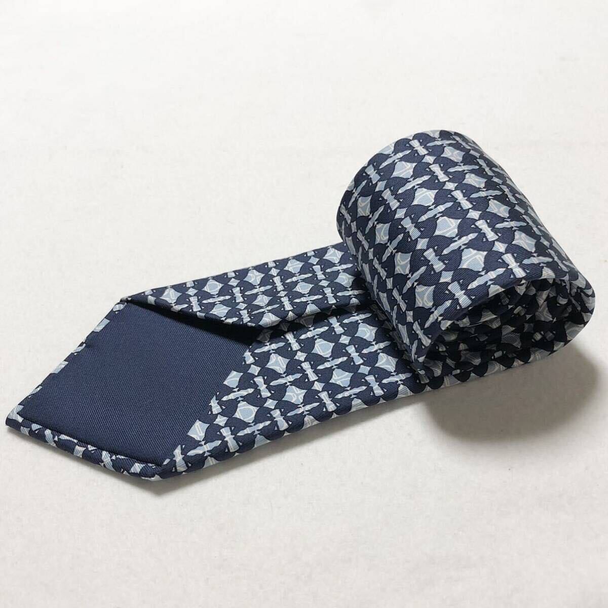 HERMES tie with checkered pattern square all over… - image 3
