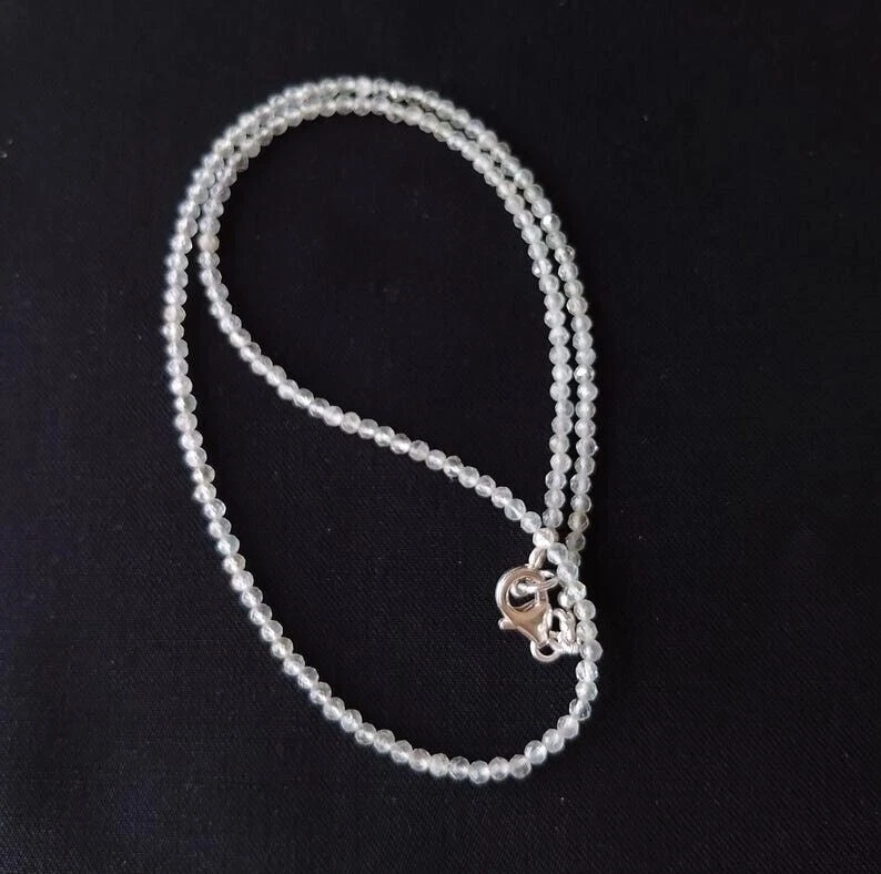 Collane perline pietre preziose rotonde sfaccettate cristallo di rocca A++... - Immagine 2 di 4