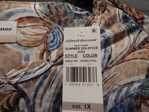 Blusa para mujer ALFRED DUNNER 1X PEDRERÍA CUELLO ADORNADO CACHEMIRA/FLORAL NUEVA CON ETIQUETAS - Imagen 5 de 21