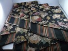 2 WAVERLY Valances Black Floral Stripe Double Scallop Tassel  51x23" Cotton