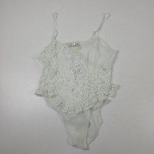 Victoria's Secret Gold Label Teddy Womens L White Lace Floral One Piece Lingerie