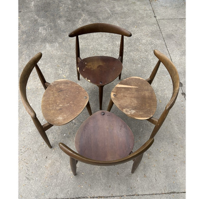 Hans Wegner Heart Chair In Teak Denmark by Raymor Fritz Hansen Dining Chairs Set